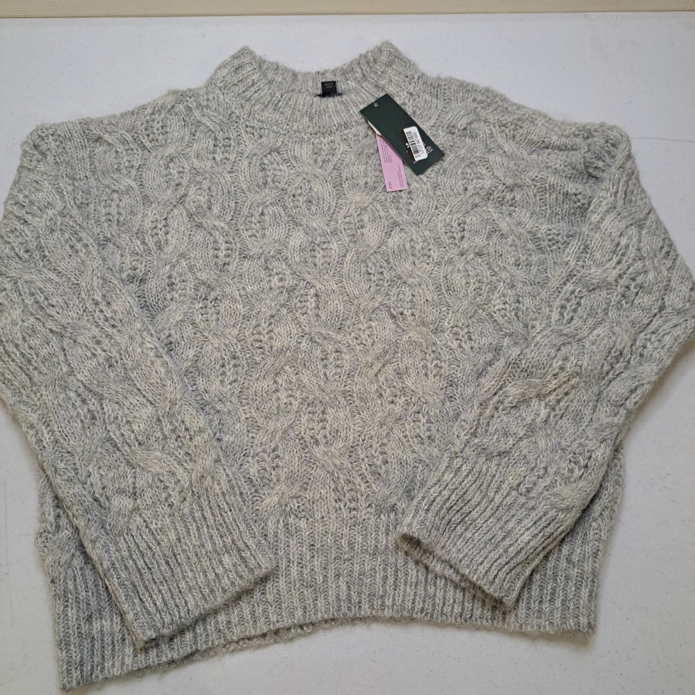 Wild Fable Womens Sweater S Gray NWT Cable Knit Mock Neck 1884-280